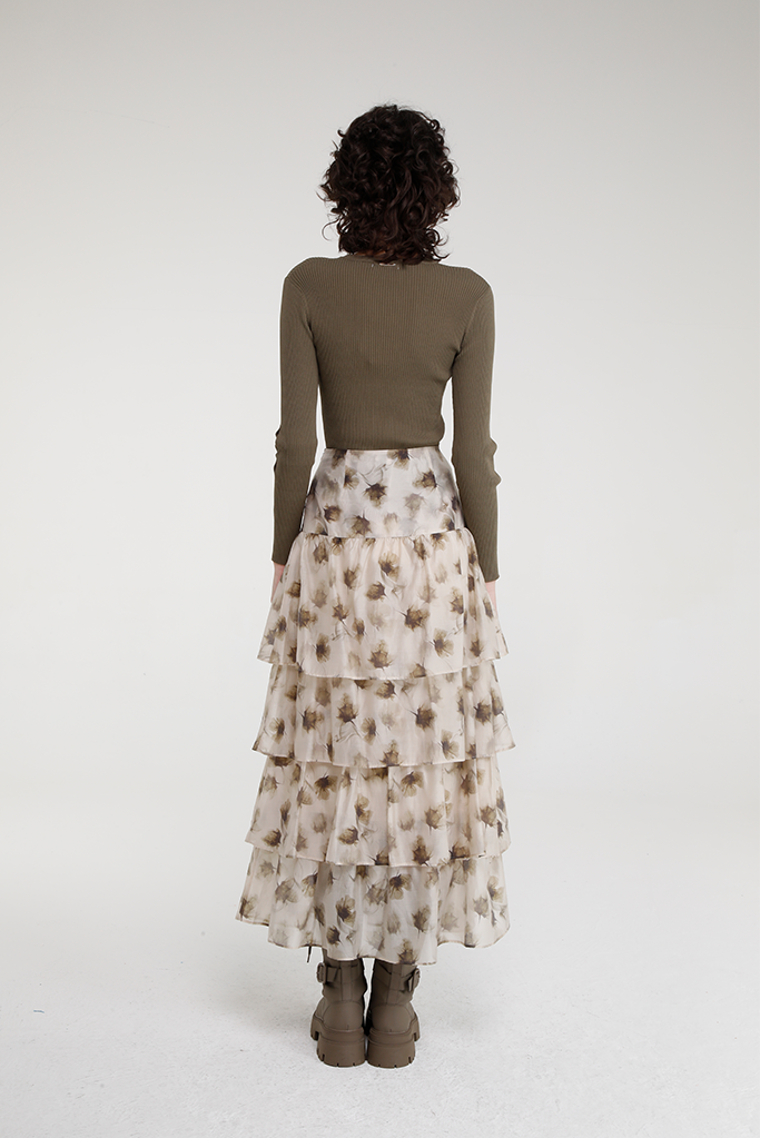 Lait Skirt (Beige/Brown)