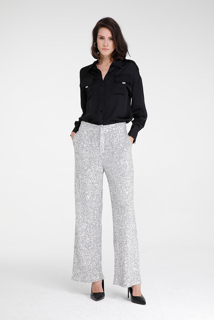 Frost Palazzo Trousers (Silver)