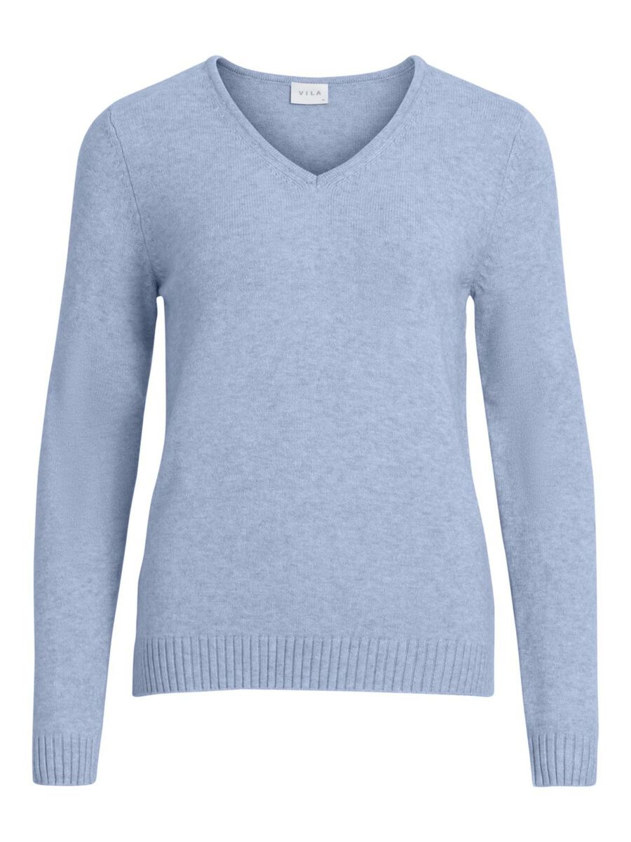 MIELA V-NECK JUMPER (BLUE MELANGE)