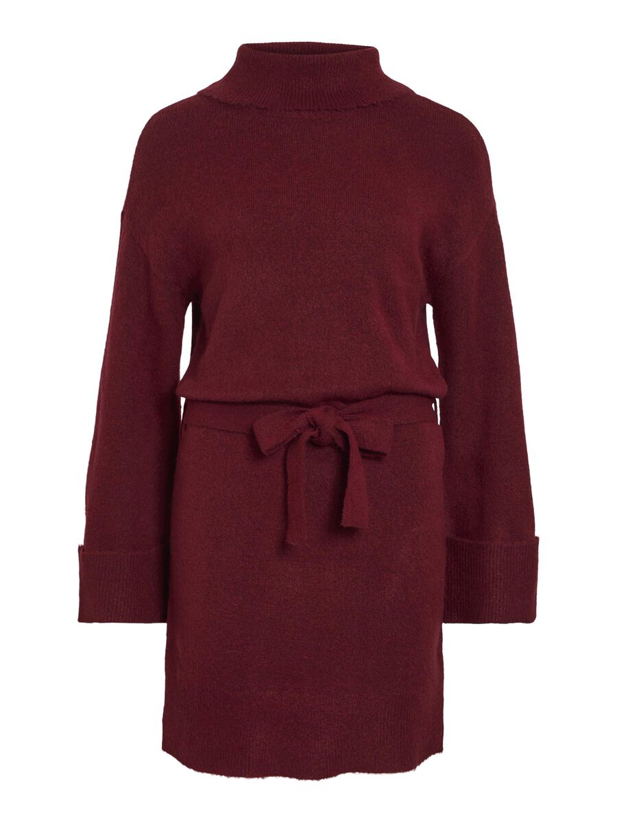 Alva Tie Belt Knit Dress (Cabernet)