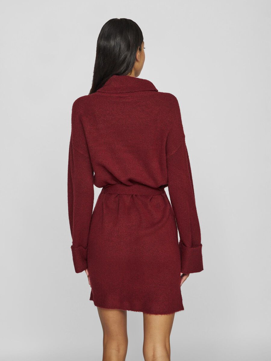 Alva Tie Belt Knit Dress (Cabernet)