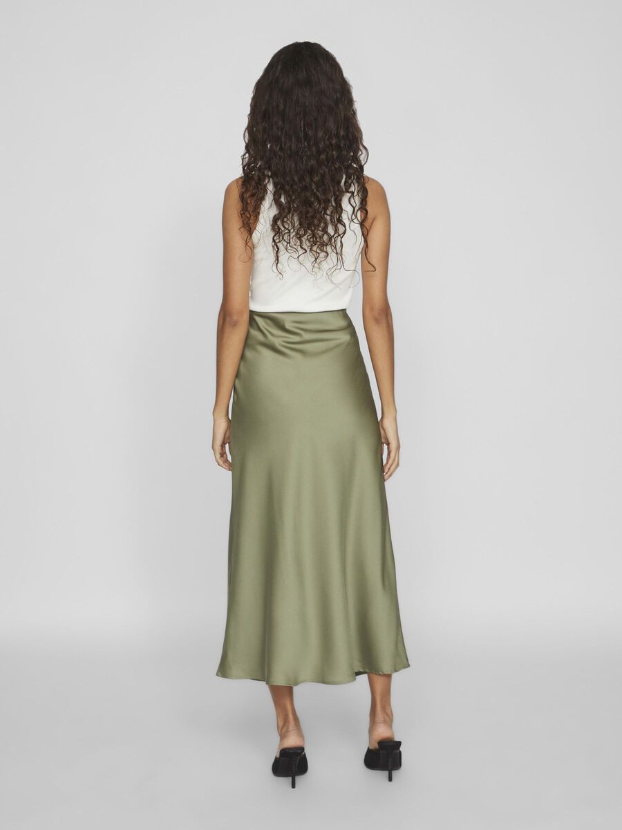 Vielette High Waisted Maxi Skirt (Oil Green)