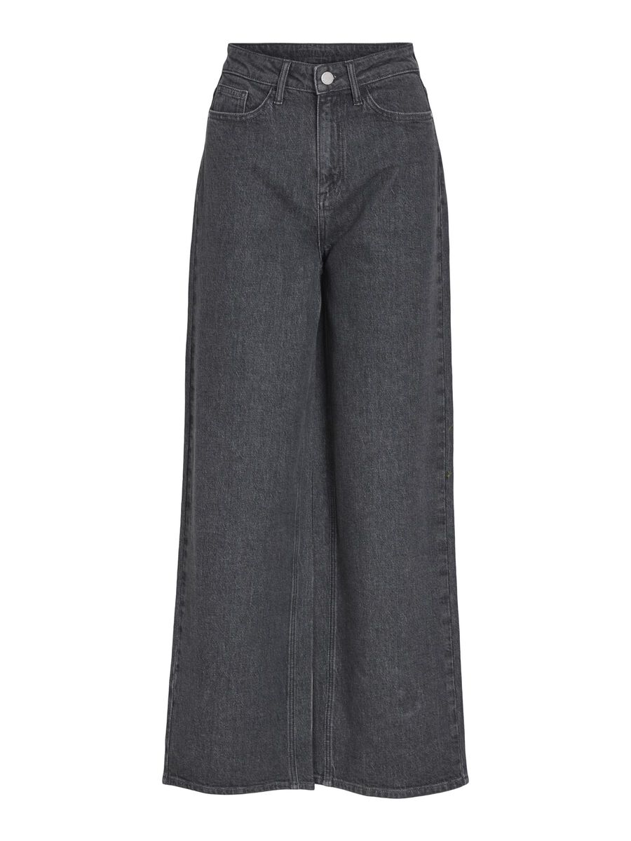 Freya High Waisted Wide Leg Jeans (Grey Wash Denim)