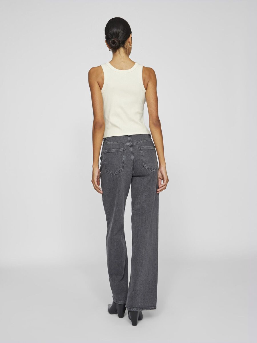 Freya High Waisted Wide Leg Jeans (Grey Wash Denim)