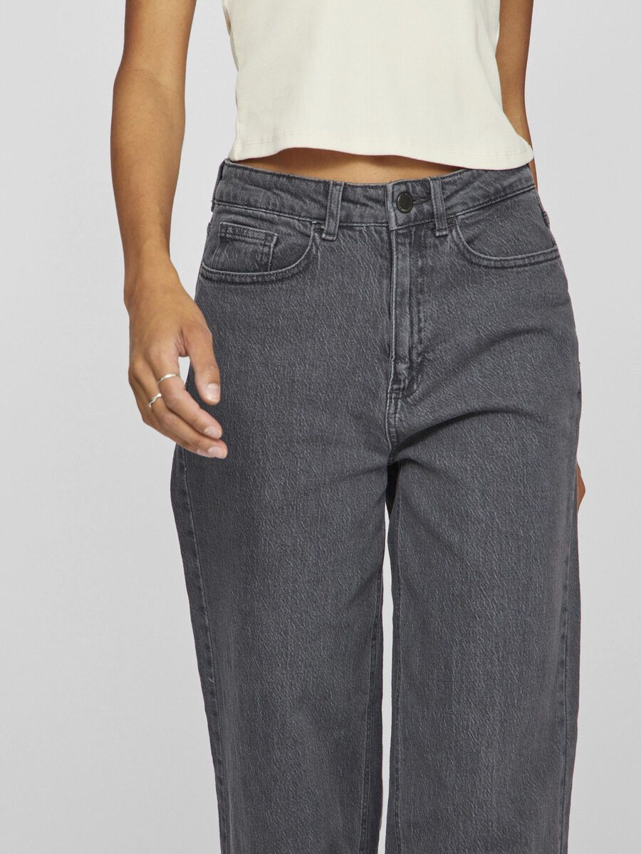 Freya High Waisted Wide Leg Jeans (Grey Wash Denim)