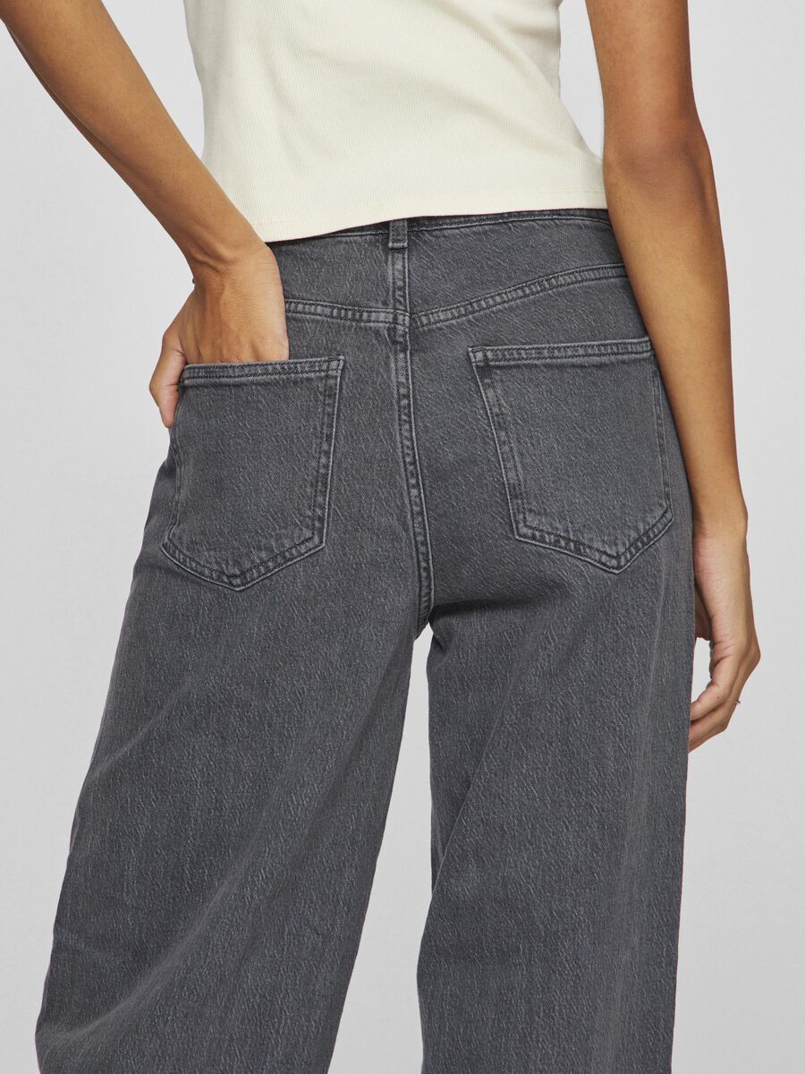 Freya High Waisted Wide Leg Jeans (Grey Wash Denim)