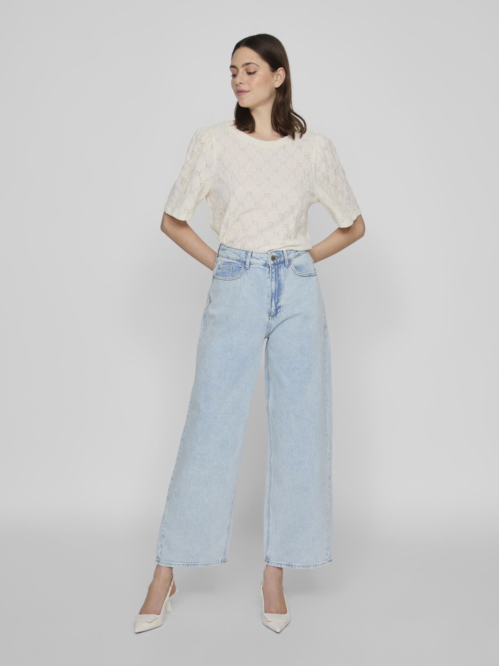 Freya High Waisted Wide Leg Jeans (Light Blue Denim)