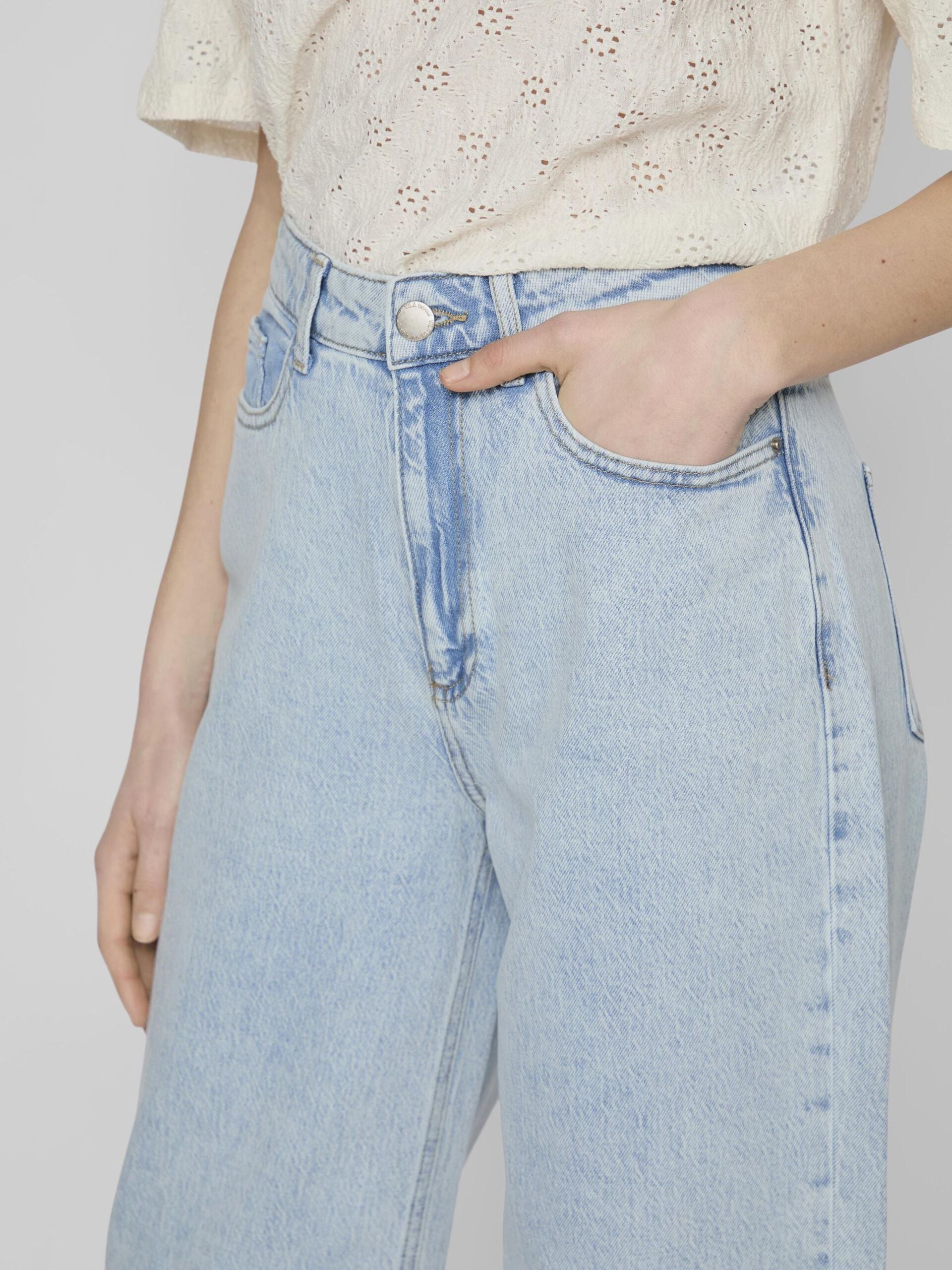 Freya High Waisted Wide Leg Jeans (Light Blue Denim)