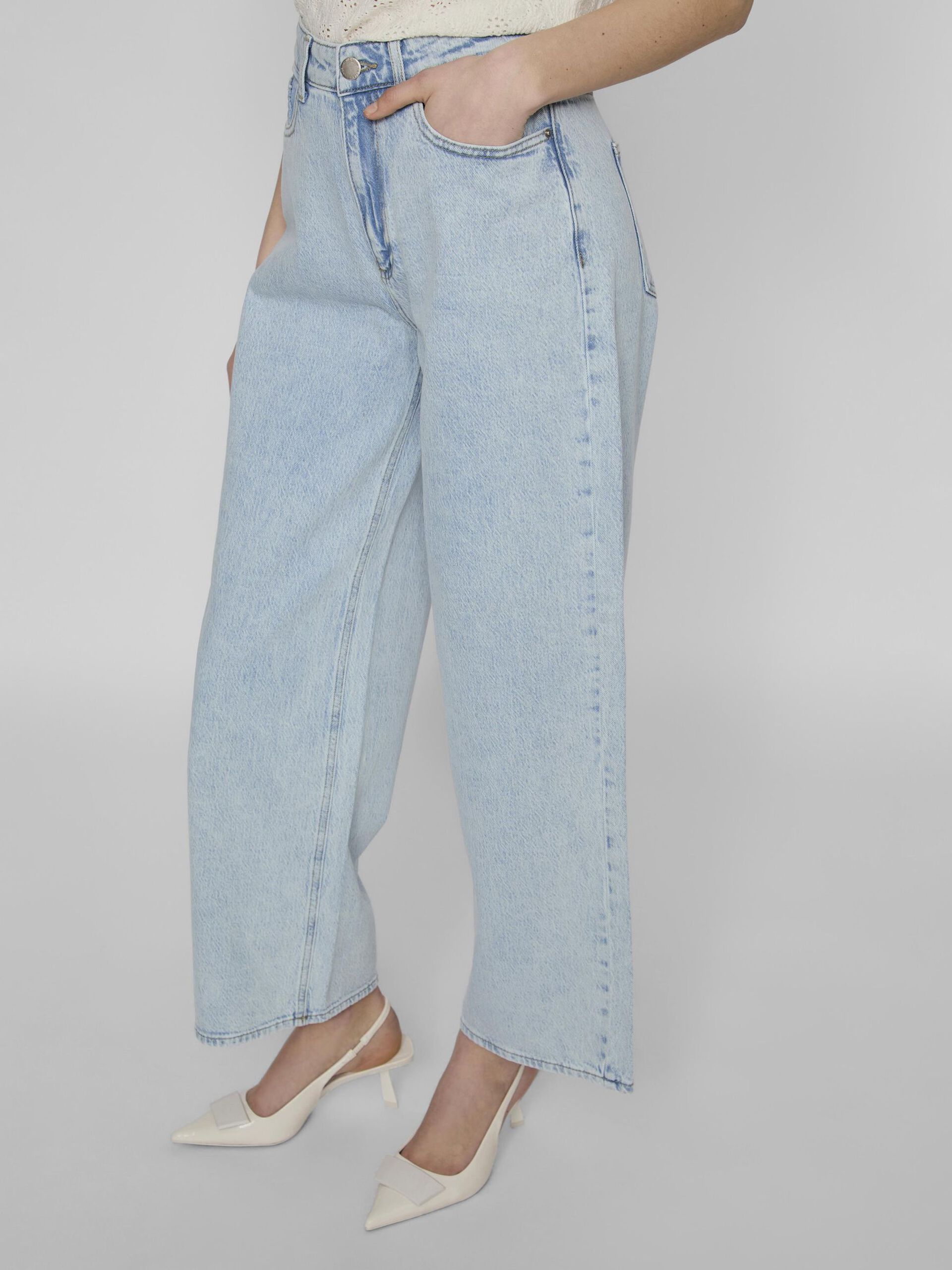 Freya High Waisted Wide Leg Jeans (Light Blue Denim)