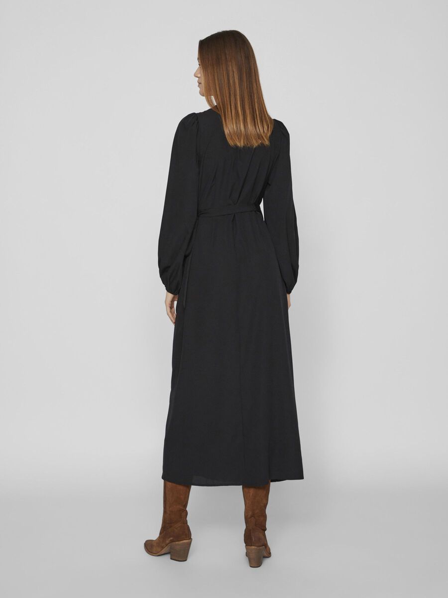 GRAFFY LONG WRAP DRESS (BLACK)