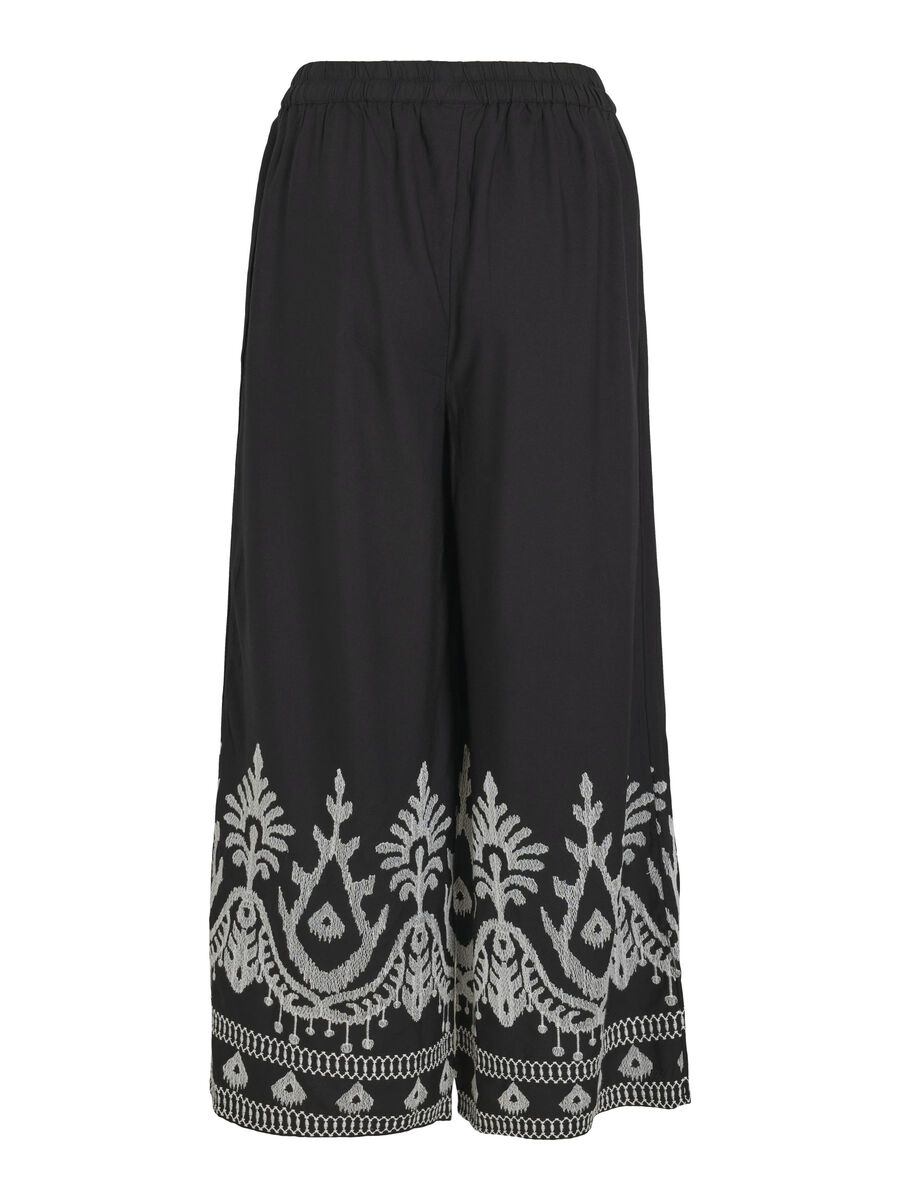 Winnie Embroidered Cropped Trousers (Black)