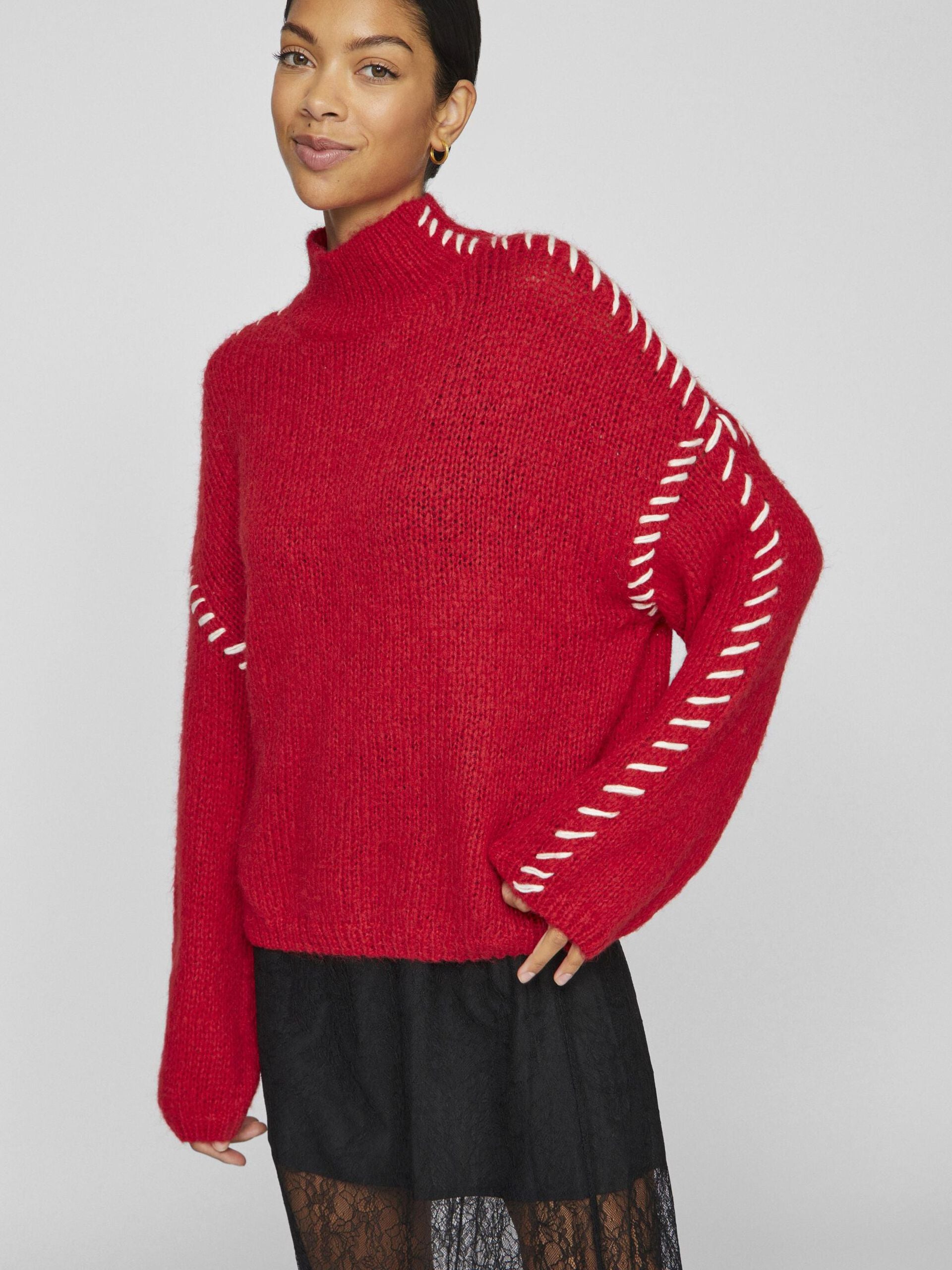 Hoca Turtle Neck Jumper (Cherry/White)