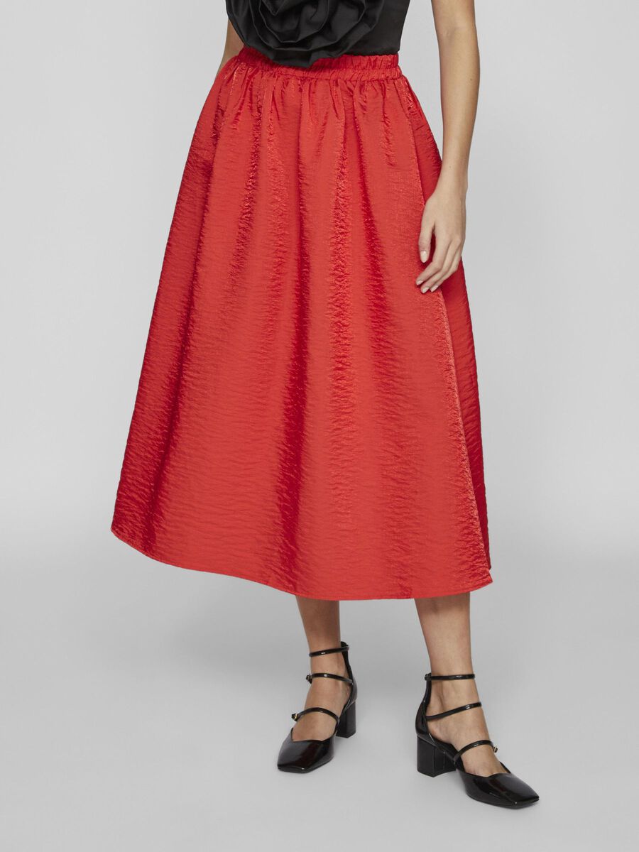 MABELLE VOLUME MIDI SKIRT (POPPY RED)