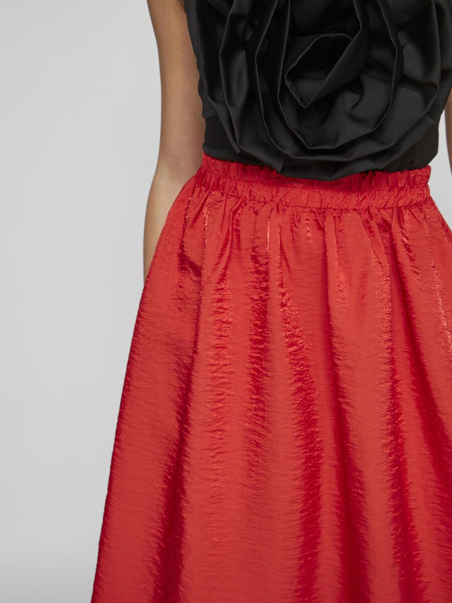 MABELLE VOLUME MIDI SKIRT (POPPY RED)