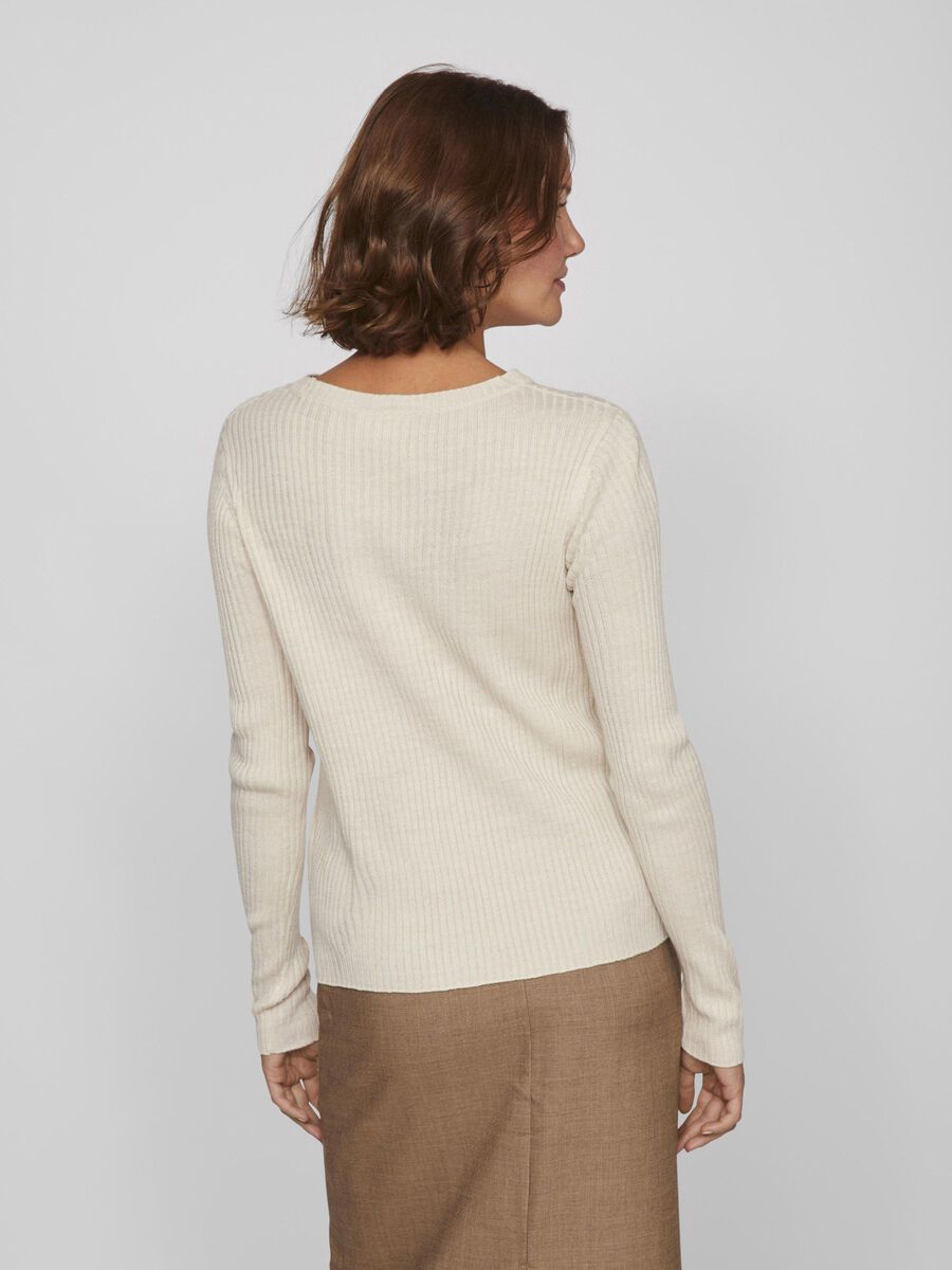 Olina O-Neck Knit Top (Super Light Natural)