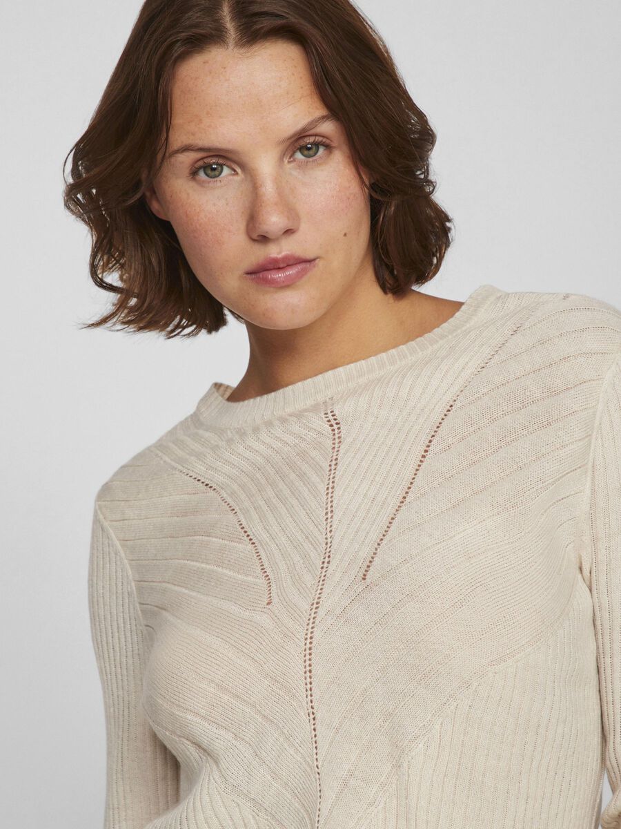 Olina O-Neck Knit Top (Super Light Natural)