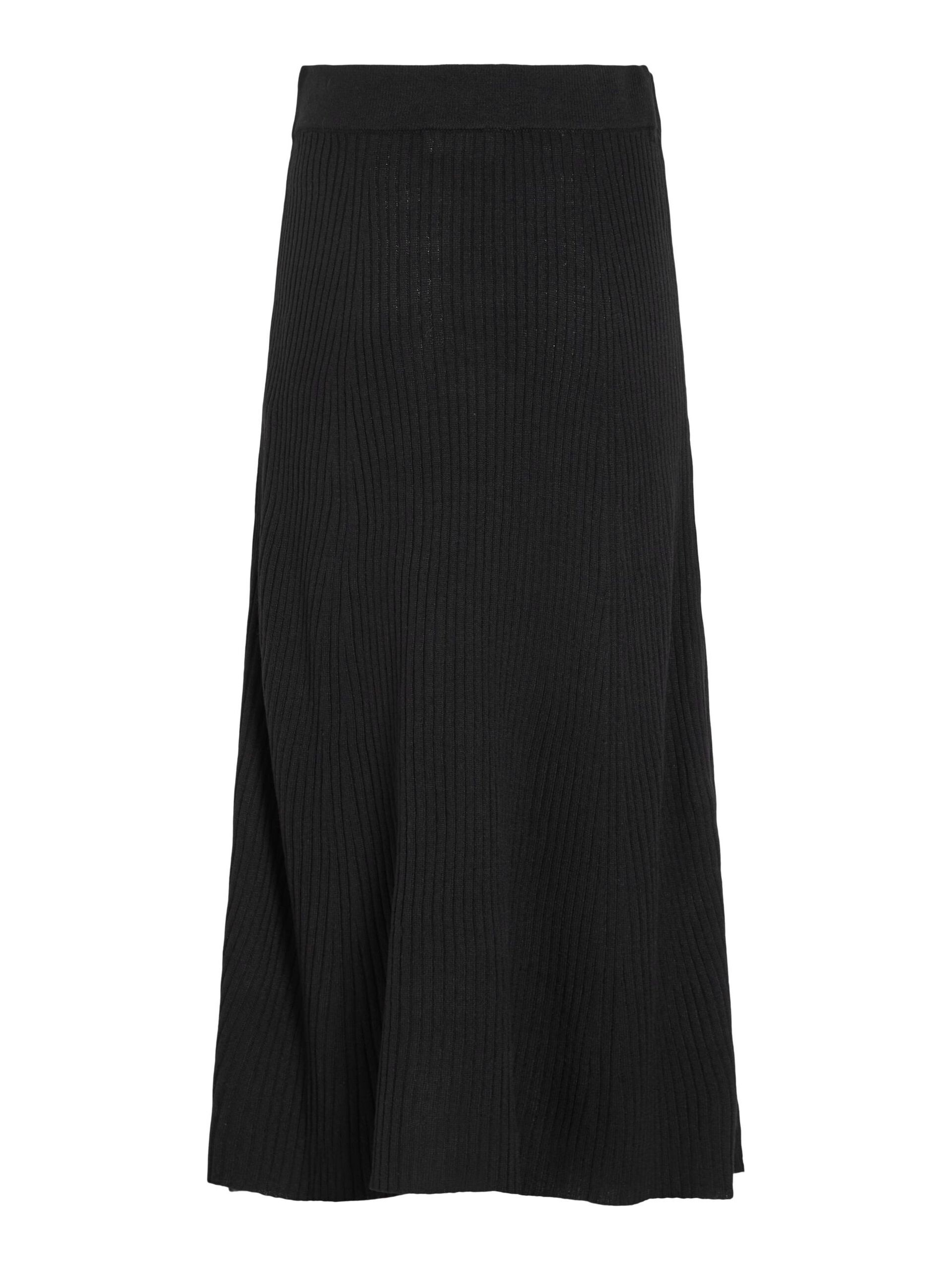 Olina Rib Knit Midi Skirt (Black Beauty)