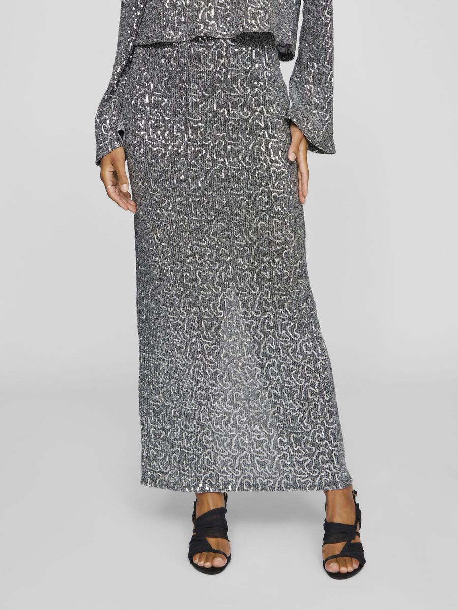 Savannah Glitter Maxi Skirt (Silver)