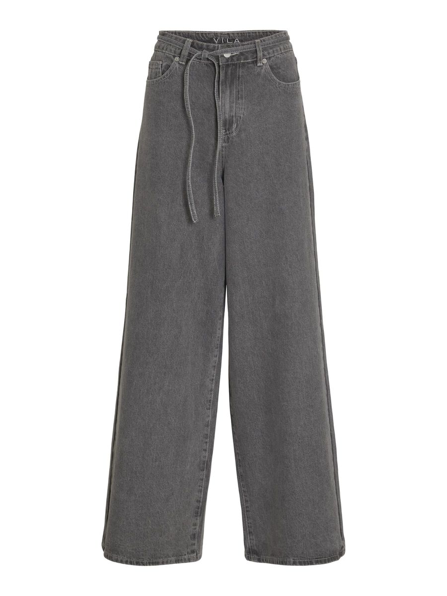 Mindy High Waisted Tie Band Jeans (Grey Denim)