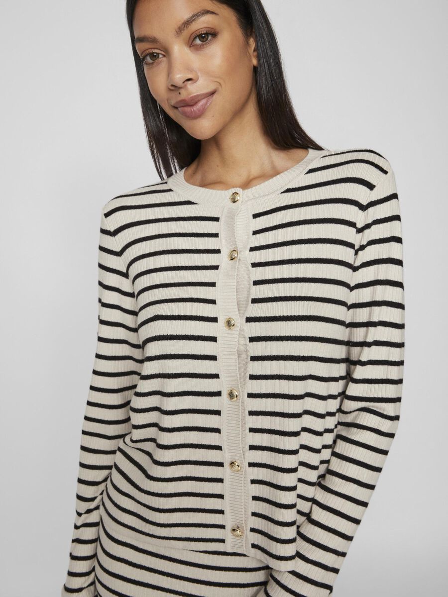 Zicha Striped Knit Cardigan (Birch/Black)