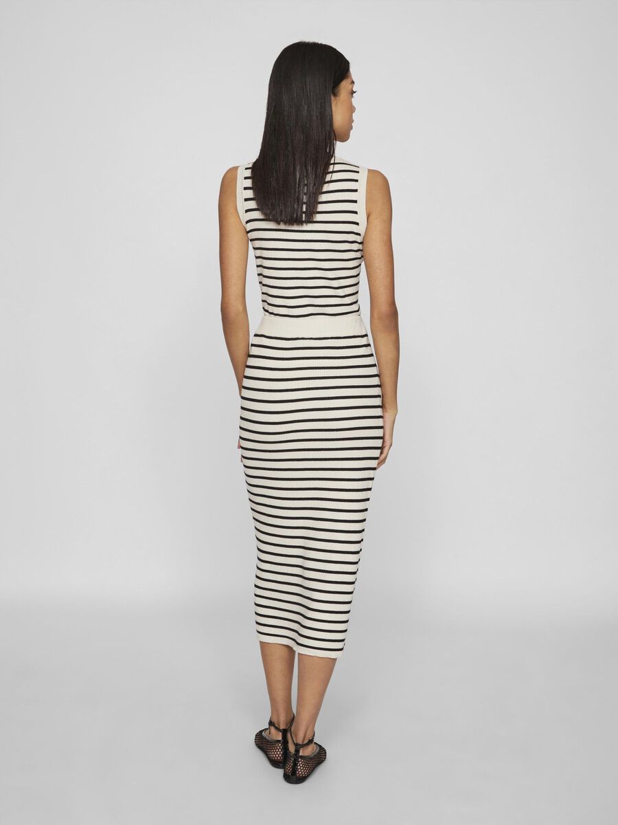 Zara Striped Midi Knit Skirt (Birch/Black)