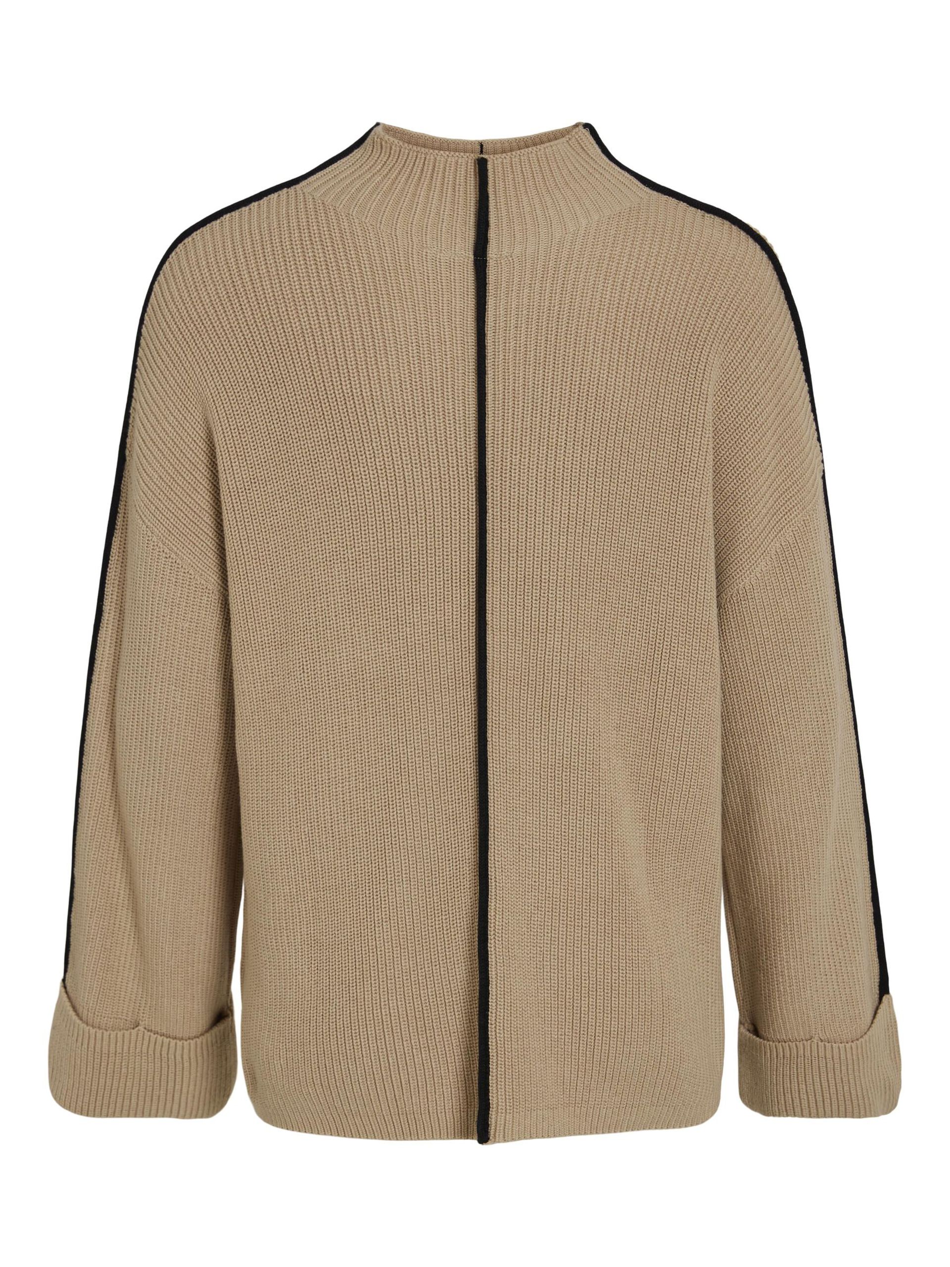 Reanne Funnel Neck Jumper (Savannah Tan/Black)