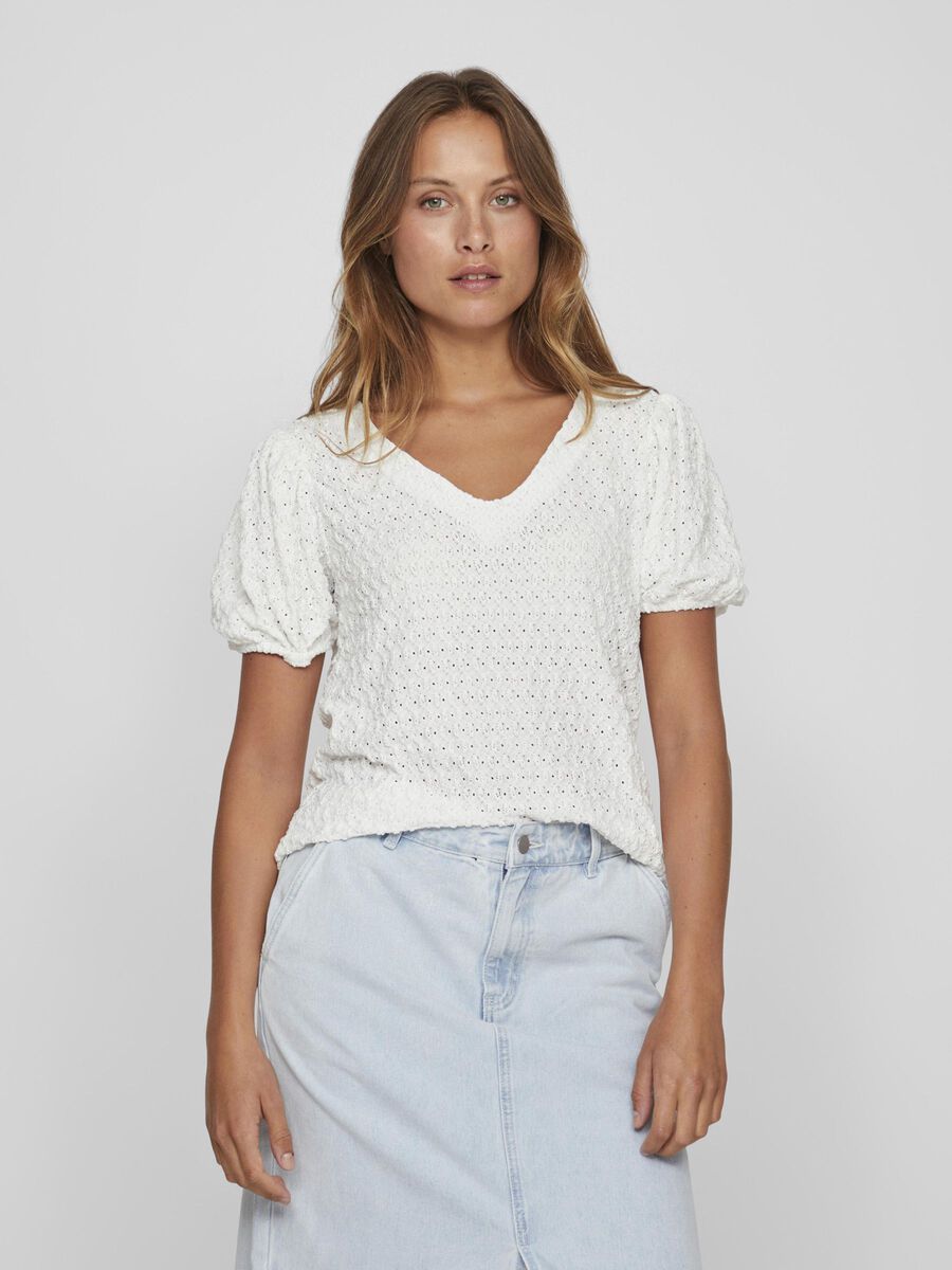 Greta V-Neck Top (Cloud Dancer)