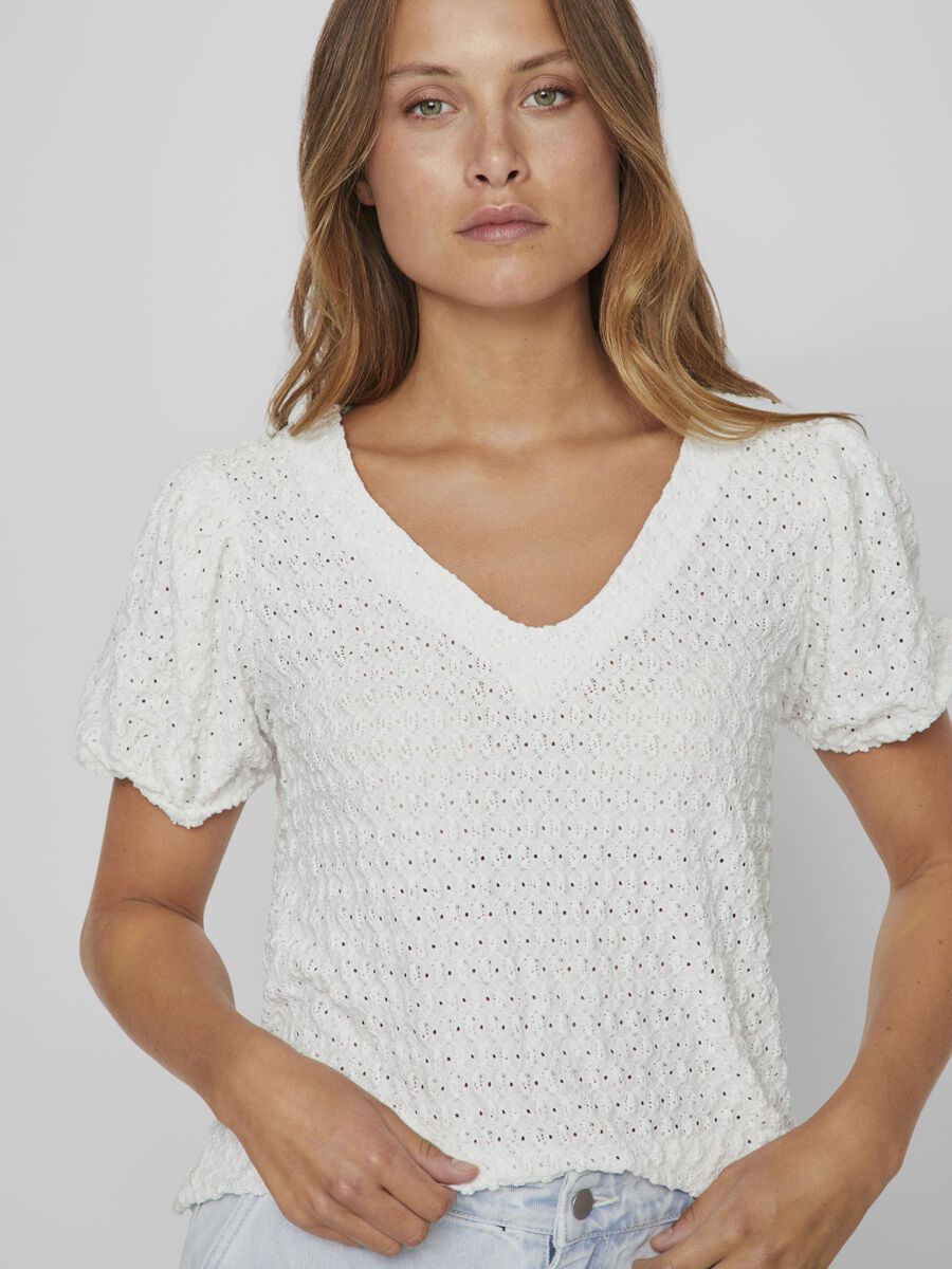 Greta V-Neck Top (Cloud Dancer)