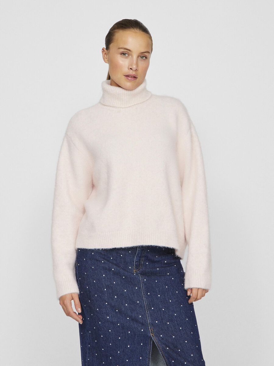 Maddie Roll Neck Jumper (Barely Pink)