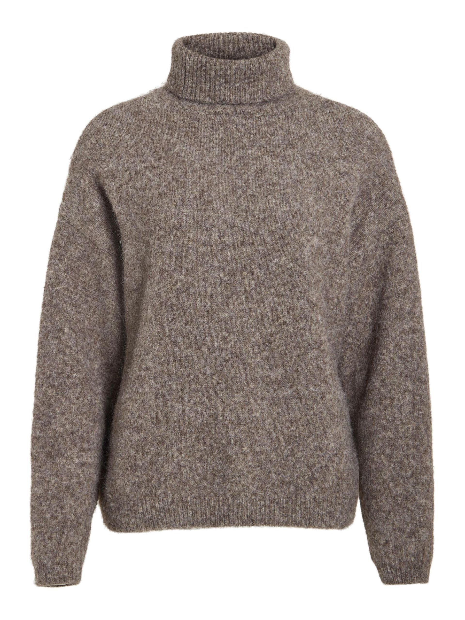 Maddie Roll Neck Jumper (Taupe Grey/Melange)