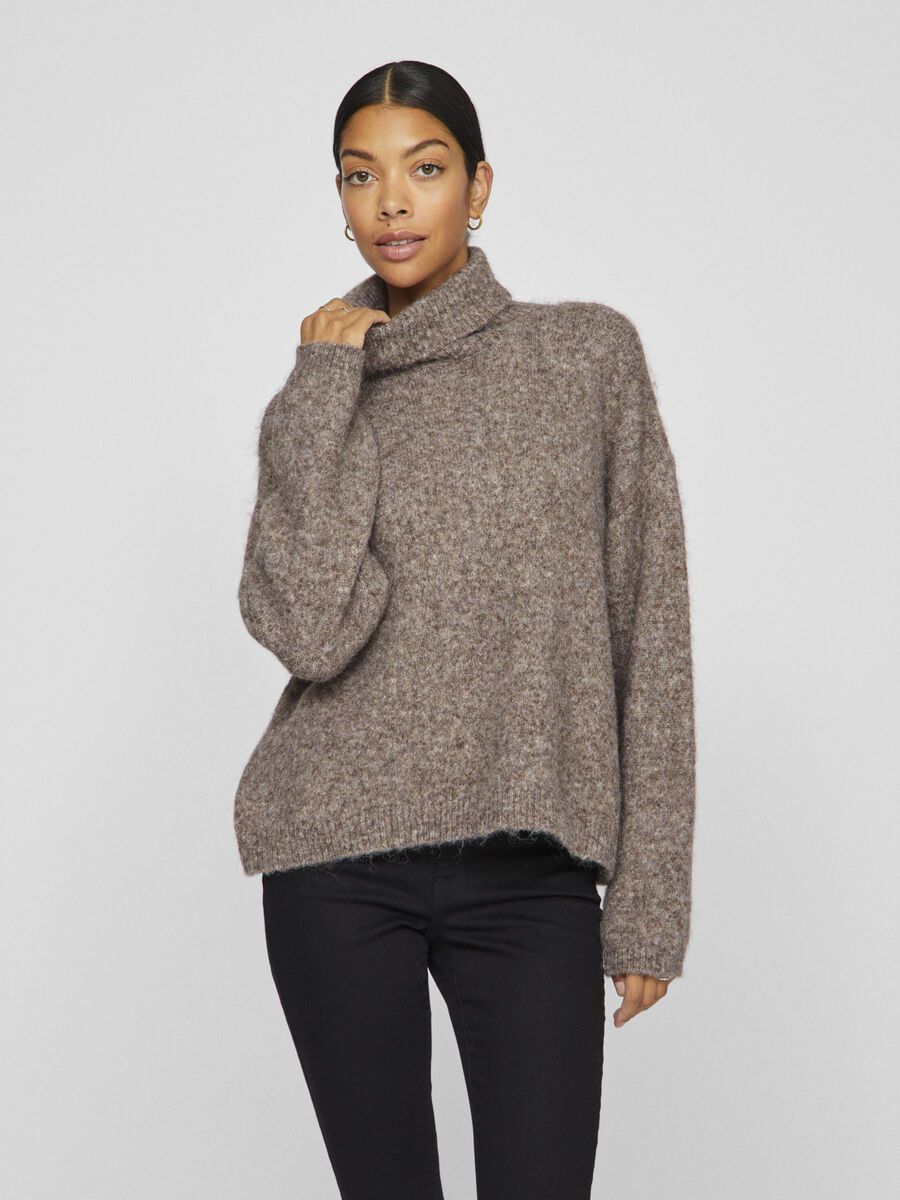 Maddie Roll Neck Jumper (Taupe Grey/Melange)