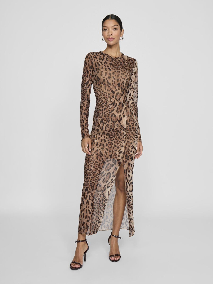 Ninna Mesh Midi Dress (Black/Leopard)