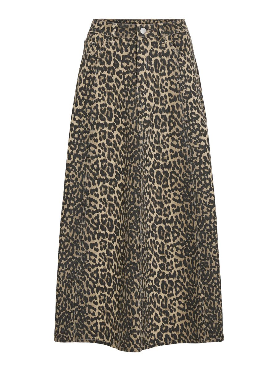 Chia Leopard Print Midi Skirt (Birch/Leopard)