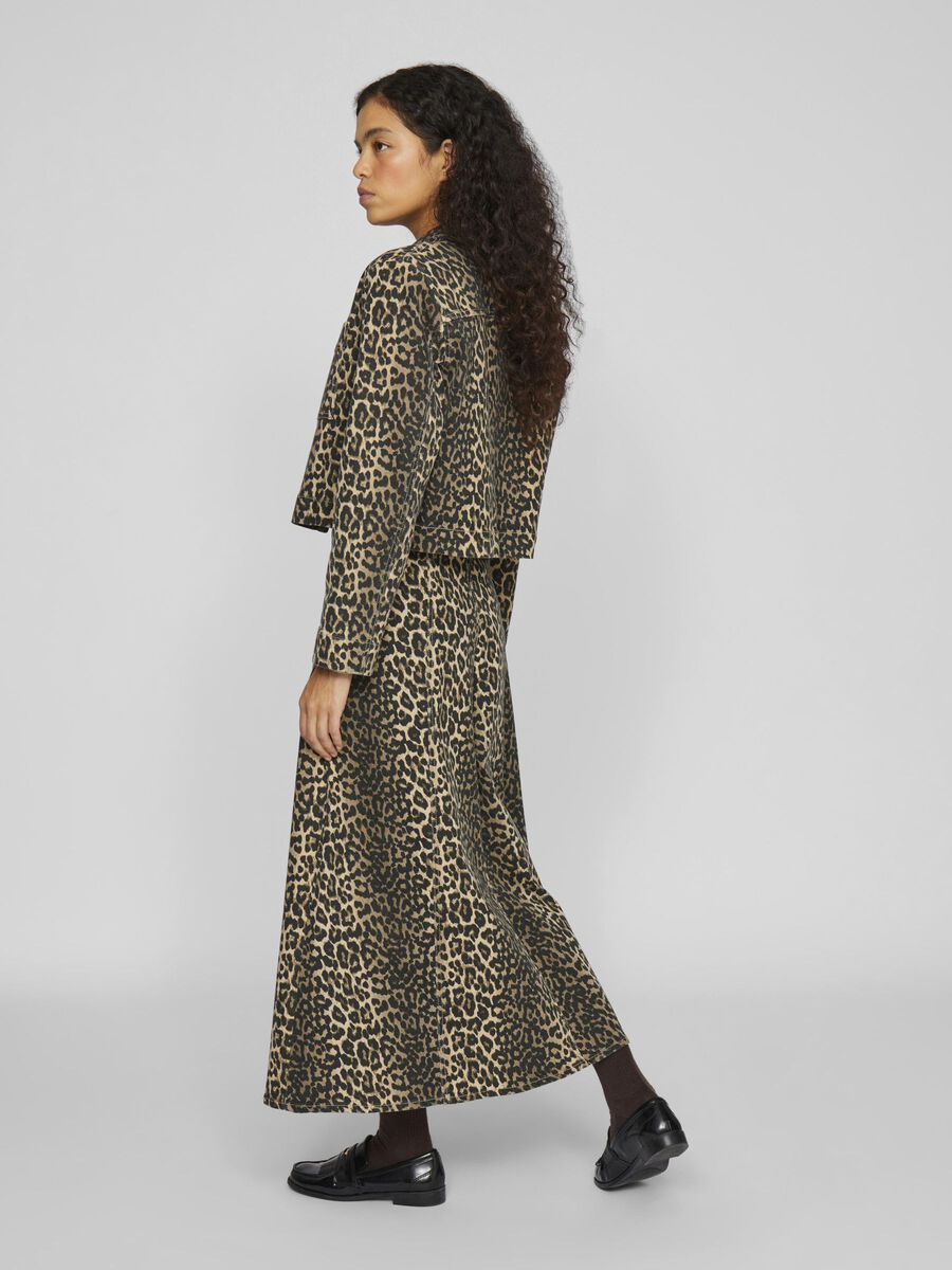 Chia Leopard Print Midi Skirt (Birch/Leopard)