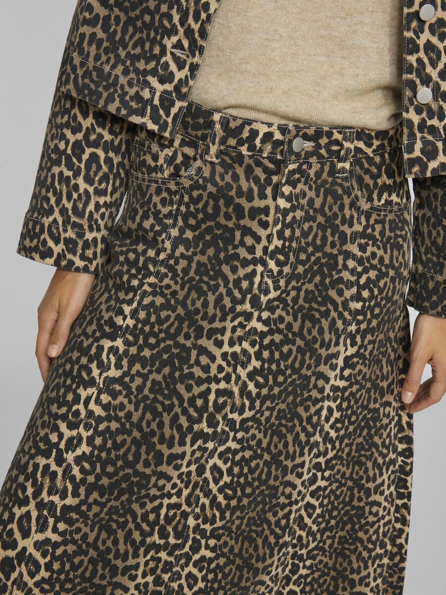 Chia Leopard Print Midi Skirt (Birch/Leopard)