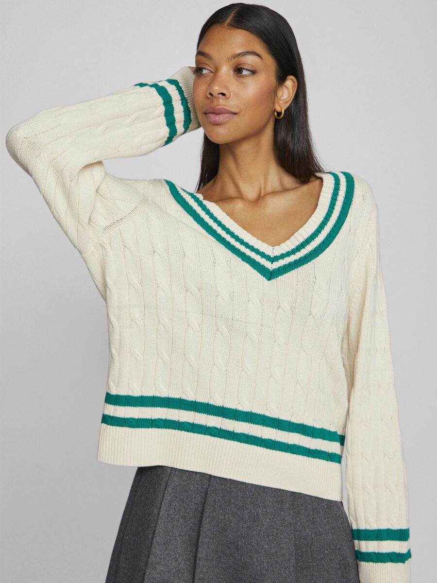 Senna V-Neck Jumper (Birch/Tramarin)