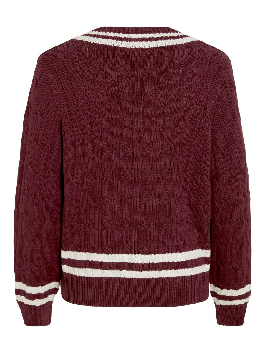 Senna V-Neck Jumper (Cabernet/Birch)