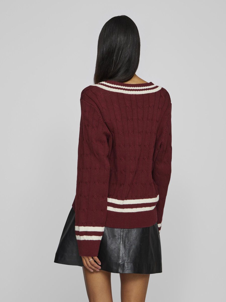 Senna V-Neck Jumper (Cabernet/Birch)