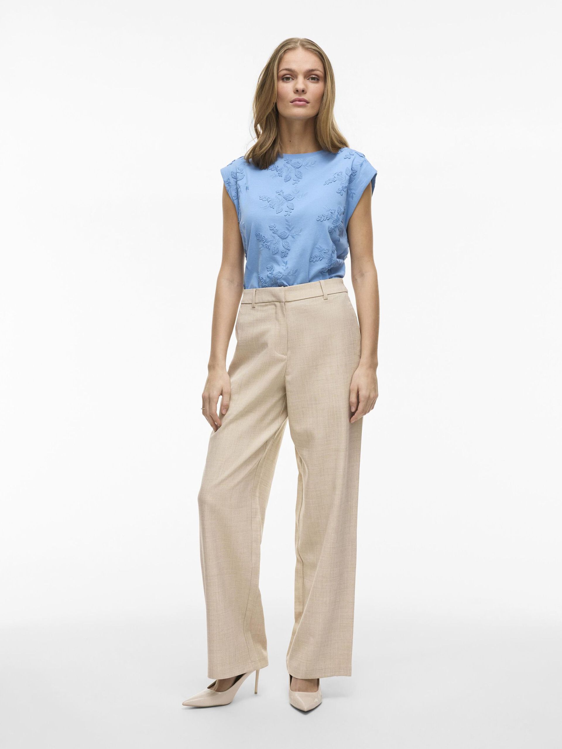 Rossa Wide Leg Pants (Super Light/Natural Melange)