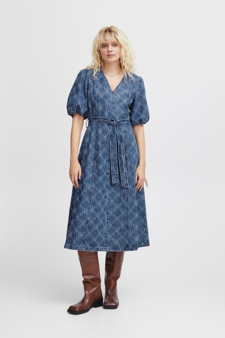 HASKI DENIM MIDI DRESS (MEDIUM BLUE)