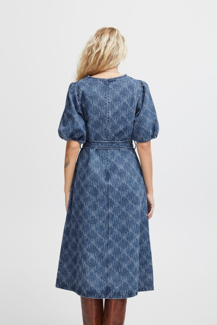 HASKI DENIM MIDI DRESS (MEDIUM BLUE)