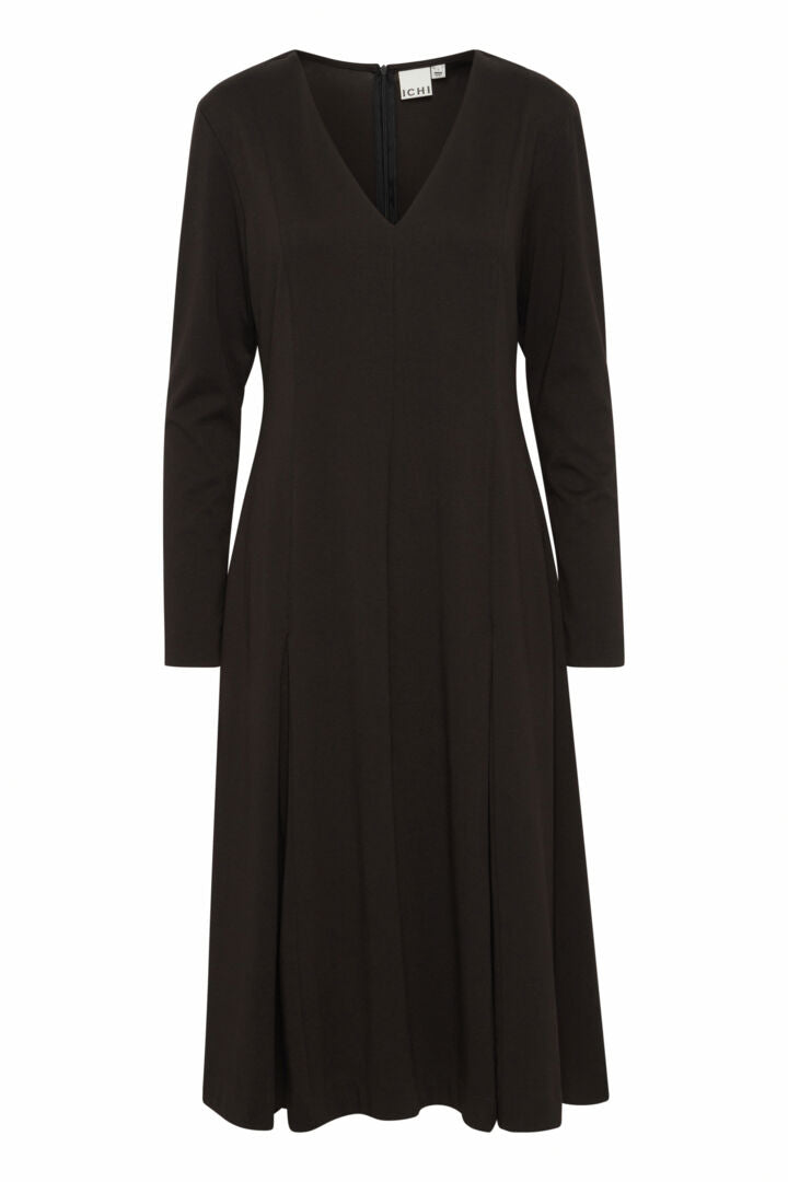 Simone Long Sleeve Midi Dress (Black)