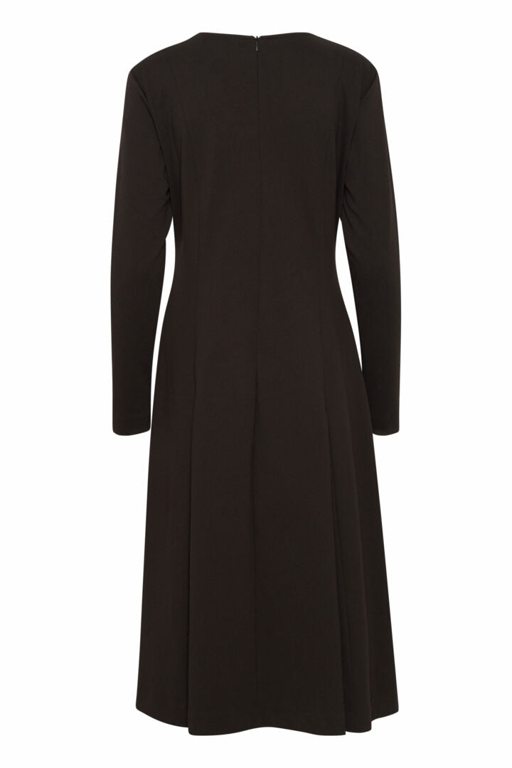 Simone Long Sleeve Midi Dress (Black)