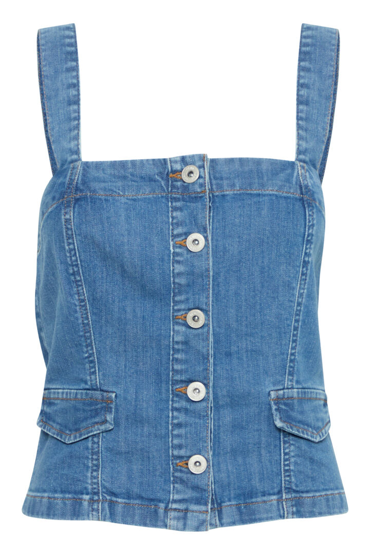 Bonnie Denim Top (Washed Blue)