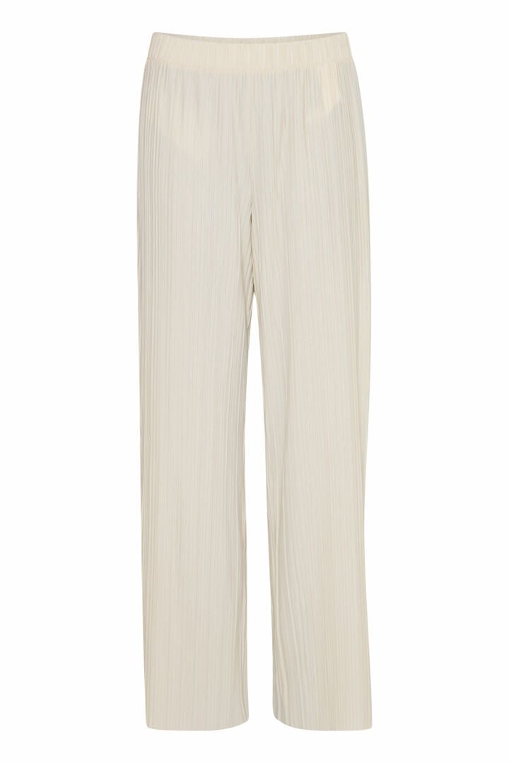 Ana Wide Leg Plisse Pants (Almond Milk)