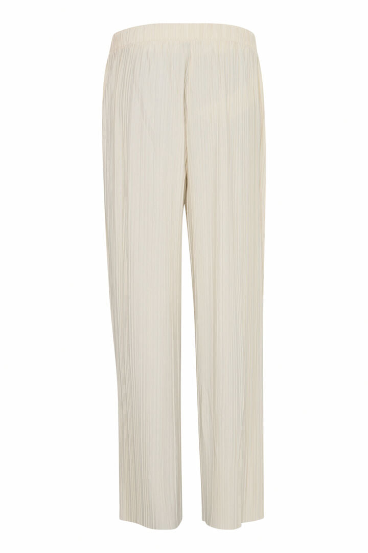 Ana Wide Leg Plisse Pants (Almond Milk)