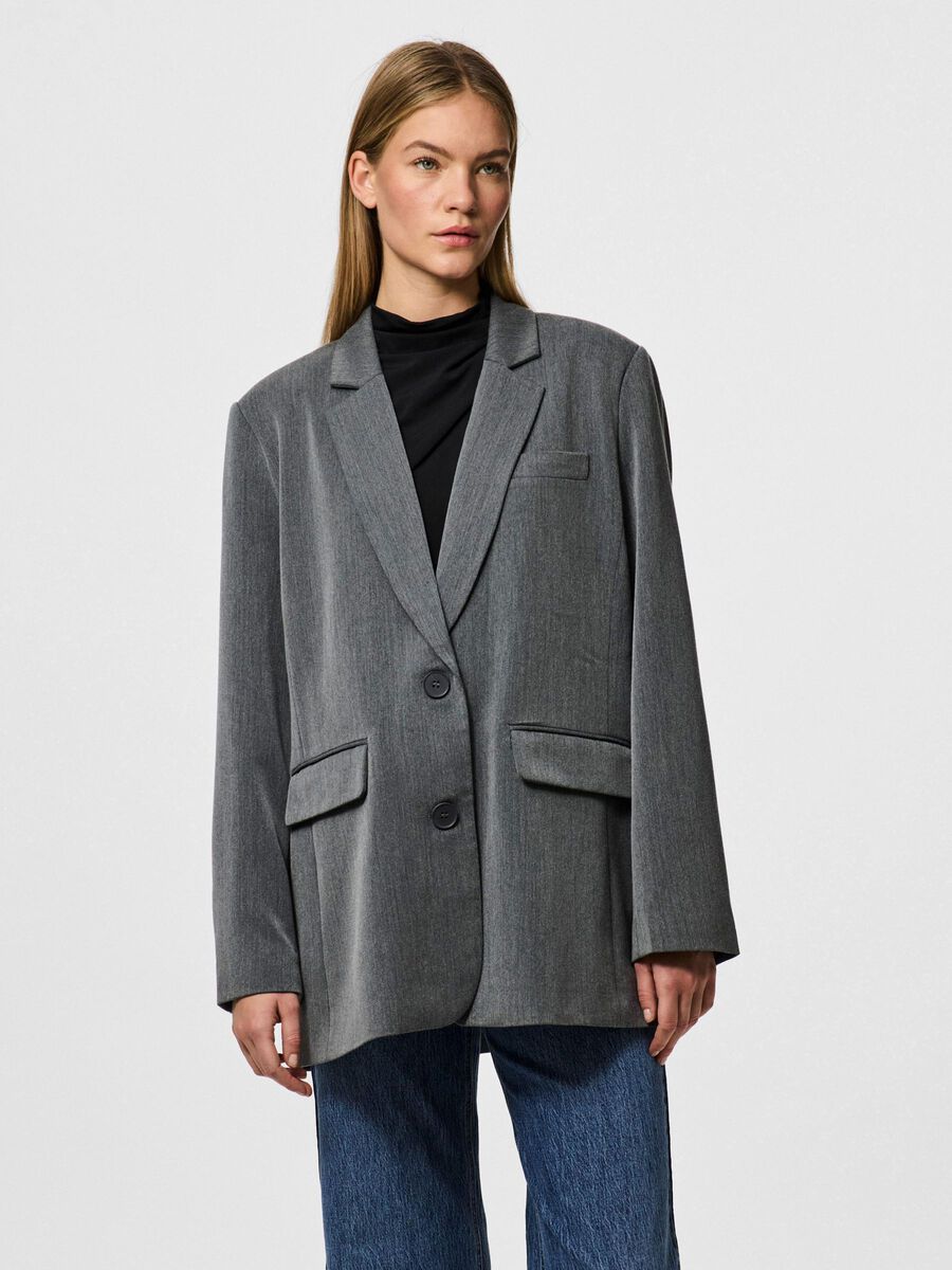 Kamil Loose Blazer (Dark Grey/Melange)