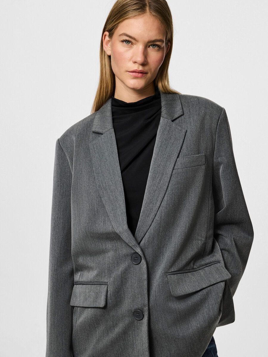 Kamil Loose Blazer (Dark Grey/Melange)