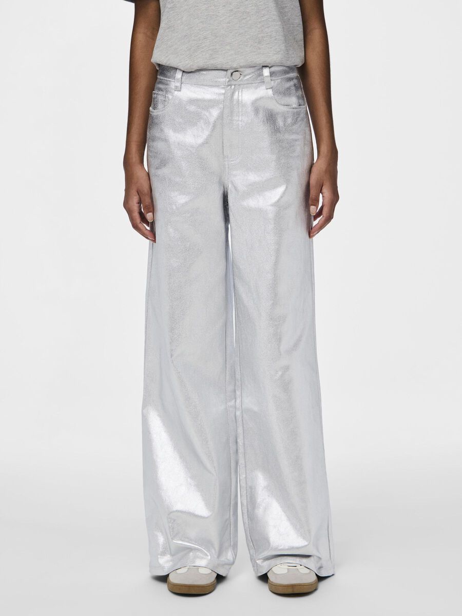 Dessa Wide Leg Trousers (Silver)