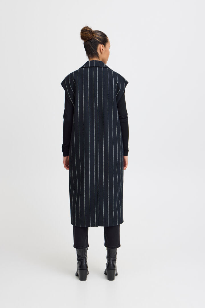 Jannet Pinstripe Long Waistcoat (Total Eclipse)